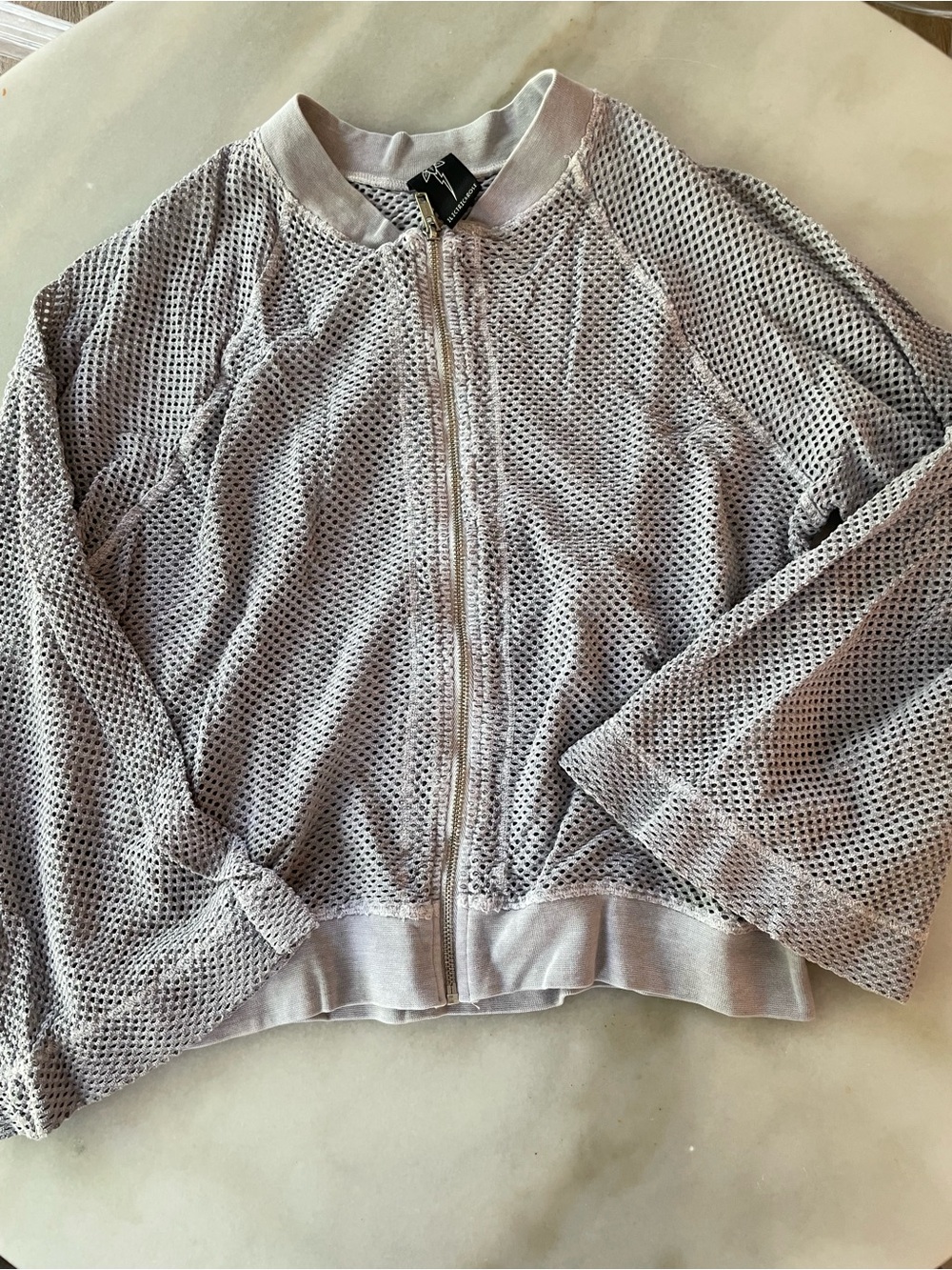 Electric Rose Women's Light Gray Mesh Zip-Front Bomber Jacket size S